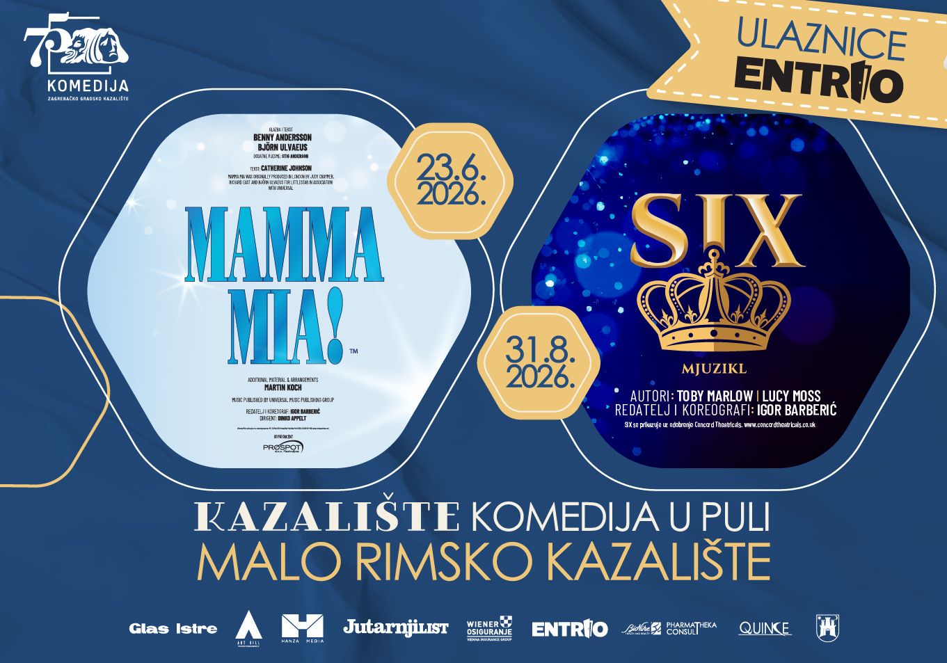 Spektakularno ljeto u Puli: Kazalište Komedija donosi dva hit-mjuzikla u Malo rimsko kazalište
